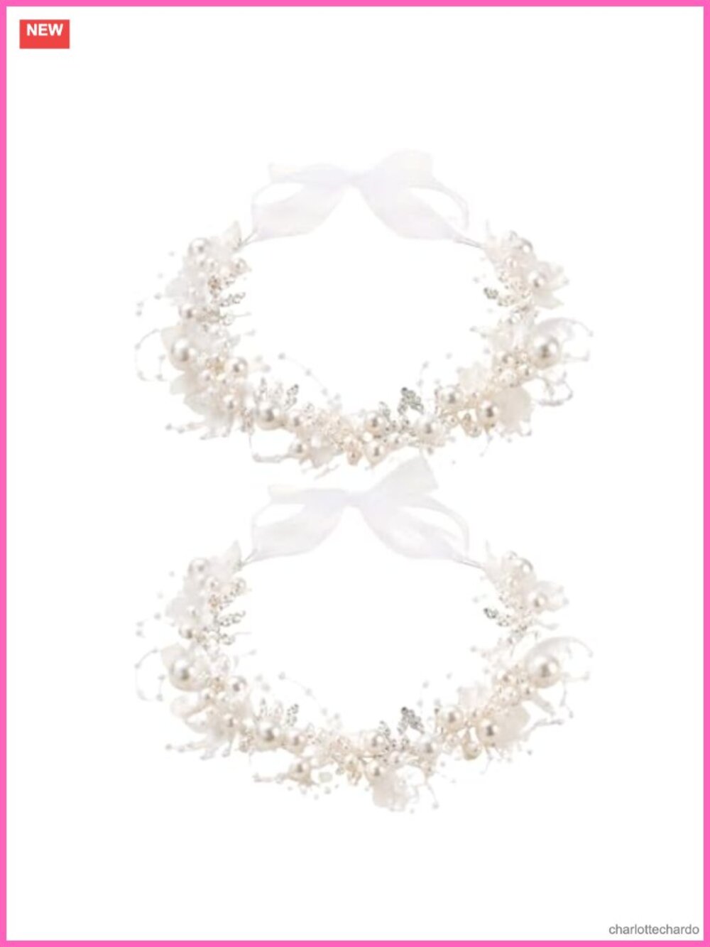Flower Girl Headpiece Silver Pearl Rhinestone Flower Crown Headband Set of 2